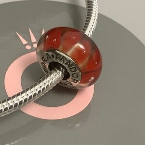 PANDORA Silver 925 ALE Murano Glass Screw Core Red Bead
